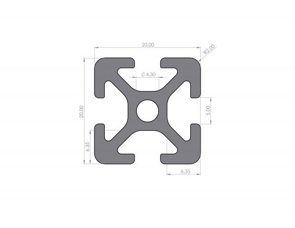 Aluminiumprofil 20x20 Nut 5 I-Typ